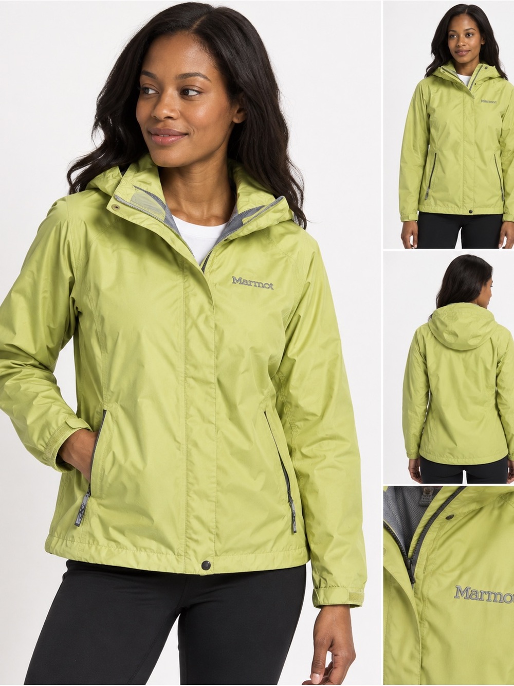 Marmot Women’s Green Hooded Rain Jacket Lightweight Outdoor Shell NWOT